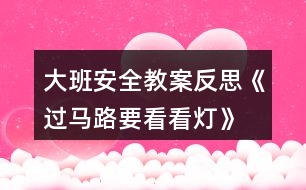 大班安全教案反思《過馬路要看看燈》