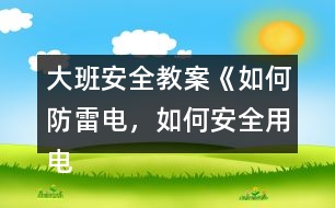 大班安全教案《如何防雷電，如何安全用電》反思