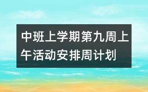 中班上學(xué)期第九周上午活動安排（周計劃）