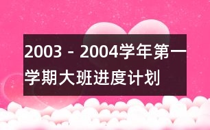 2003－2004學(xué)年第一學(xué)期大班進度計劃