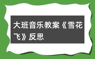 大班音樂教案《雪花飛》反思