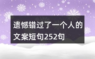 遺憾錯(cuò)過了一個(gè)人的文案短句252句