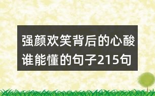 強顏歡笑背后的心酸誰能懂的句子215句