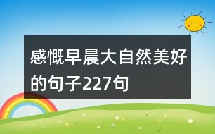 感慨早晨大自然美好的句子227句