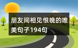 朋友間相見(jiàn)恨晚的唯美句子194句