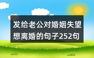 發(fā)給老公對(duì)婚姻失望想離婚的句子252句