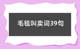 毛毯叫賣(mài)詞39句