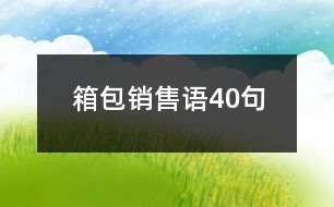 箱包銷售語(yǔ)40句