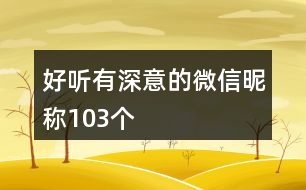 好聽有深意的微信昵稱103個