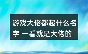 游戲大佬都起什么名字 一看就是大佬的游戲名277個