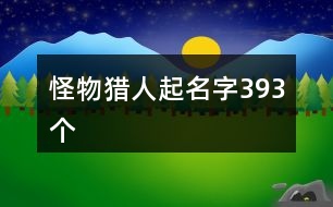 怪物獵人起名字393個