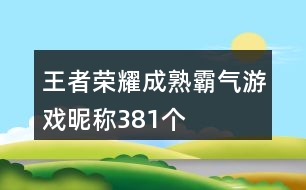 王者榮耀成熟霸氣游戲昵稱381個