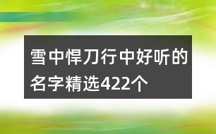 雪中悍刀行中好聽的名字精選422個