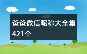 爸爸微信昵稱大全集421個