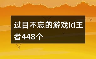 過(guò)目不忘的游戲id王者448個(gè)