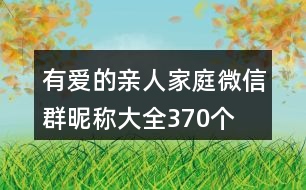 有愛的親人家庭微信群昵稱大全370個