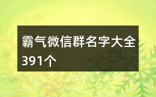 霸氣微信群名字大全391個(gè)