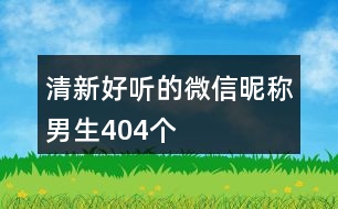 清新好聽的微信昵稱男生404個