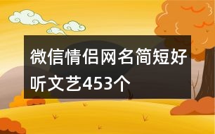 微信情侶網(wǎng)名簡(jiǎn)短好聽文藝453個(gè)