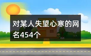 對某人失望心寒的網名454個