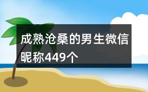 成熟滄桑的男生微信昵稱449個(gè)