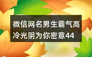 微信網(wǎng)名男生霸氣高冷—光陰為你密意442個(gè)