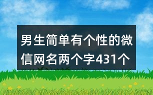 男生簡(jiǎn)單有個(gè)性的微信網(wǎng)名兩個(gè)字431個(gè)