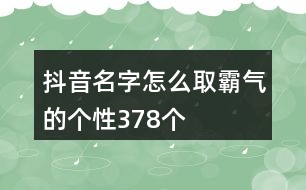 抖音名字怎么取霸氣的個性378個