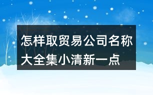 怎樣取貿(mào)易公司名稱大全集,小清新一點的公司名字大全427個