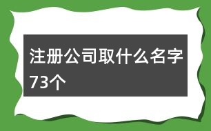 注冊(cè)公司取什么名字73個(gè)