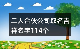 二人合伙公司取名吉祥名字114個