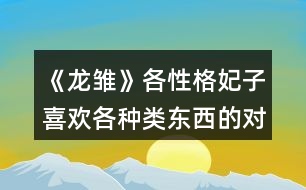 《龍雛》各性格妃子喜歡各種類東西的對(duì)話攻略