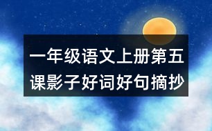 一年級(jí)語(yǔ)文上冊(cè)第五課影子好詞好句摘抄積累