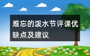 難忘的潑水節(jié)評課優(yōu)缺點(diǎn)及建議