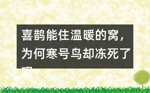 喜鵲能住溫暖的窩，為何寒號鳥卻凍死了呢？