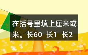 在括號里填上厘米或米。長60（  ）長1（  ）長28（  ）