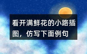 看開滿鮮花的小路插圖，仿寫下面例句