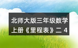 北師大版三年級(jí)數(shù)學(xué)上冊(cè)《里程表》（二） 4.趙叔叔每天騎摩托車上下班，他這一周每天行駛的里程如下。 (1) 趙叔叔這五天一共行駛了多少千米? (2)星期一早上出發(fā)時(shí)里程表的讀數(shù)是632千米，算一算，趙