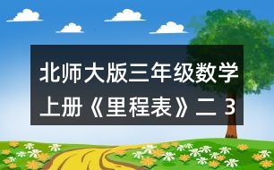 北師大版三年級數(shù)學上冊《里程表》（二） 3.淘氣一家開車去古都旅游。他家距古都1000千米，第一天行駛255千米，第二天行駛240千米，第三天行駛305千米。 (1) 三天共行駛多少千米? (2) 還