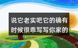 說(shuō)它老實(shí)吧它的確有時(shí)候很乖寫(xiě)寫(xiě)你家的動(dòng)物