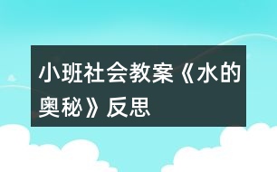 小班社會教案《水的奧秘》反思