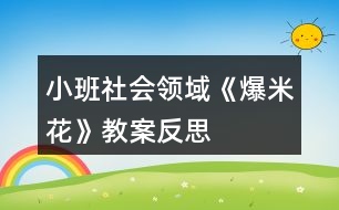 小班社會領(lǐng)域《爆米花》教案反思