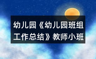 幼兒園《幼兒園班組工作總結》教師小班工作總結教案