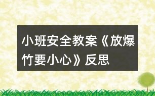 小班安全教案《放爆竹要小心》反思