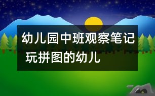 幼兒園中班觀察筆記 玩拼圖的幼兒