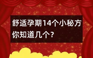 舒適孕期14個(gè)小秘方你知道幾個(gè)？