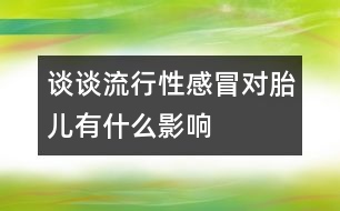 談?wù)劻餍行愿忻皩μ河惺裁从绊?></p>										
													<p>　　流感是冬春季節(jié)流行的常見病，輕癥僅有鼻塞、流清涕、頭痛和咳嗽，重癥高熱、四肢酸痛，甚至引起其它并發(fā)癥。因為妊娠期間特有的免疫耐受性使孕婦對疾病的抵抗力較一般人群低，是流感的易感人群。孕婦患流感出現(xiàn)并發(fā)癥的機率較一般人群高，由于妊娠期用藥受限，致使流感有時不能及時控制。</p><p>　　孕婦患流感時，對胚胎或胎兒可能有以下影響：</p><p>　　1、流產(chǎn)、早產(chǎn)、死胎發(fā)生率高對流產(chǎn)的胎兒組織進行分離培養(yǎng)，發(fā)現(xiàn)死胎的許多重要器官里都生存著大量的病毒，正是這些病毒破壞了胎兒組織的正常發(fā)育，帶來致命的損害。被感染的胎兒月齡愈小，出現(xiàn)的危害則愈大。另外，流感可引起高熱、毒血癥、缺氧、脫水、酸中毒，這些情況可能給母體以巨大的損傷，也可能影響胎盤，影響胎兒的血液循環(huán)和氧氣供應(yīng)，最終影響胎兒的發(fā)育。</p><p>　　2、導(dǎo)致胎兒畸形動物實驗表明：在胎兒前神經(jīng)管閉合階段如果母體高熱，可致無腦兒發(fā)生。在人體亦有類似報道，所以妊娠前3月內(nèi)嚴重的病毒感冒、高熱、胎兒畸形的發(fā)生率高。</p><p>　　3、對新生兒的危害如果母親在產(chǎn)前患流感，很容易把病毒傳染給胎兒，而致新生兒的發(fā)病，后者發(fā)病迅速，往往有并發(fā)癥，而且極易惡化。</p><p>　　孕期尤其妊娠早期患流感可能對胚胎或胎兒有致命影響，所以孕婦要特別注意預(yù)防流感。孕婦預(yù)防流感應(yīng)該從以下幾個方面入手：</p><p>　　1、孕婦要盡量避免去擁擠、熱鬧、人多的公共場所，因為一方面這些地方空氣污濁，影響胎兒的氧氣供應(yīng)；另一方面，公共場所病原微生物的密度遠遠高于其它地區(qū)，尤其在流感流行期間，而孕婦抵抗力差，很容易傳染上疾病。</p><p>　　2、外出時應(yīng)戴口罩，常用淡鹽水漱口，室內(nèi)要注意空氣流通，保持清潔，如周圍有流感病人應(yīng)給予室內(nèi)空氣消毒。</p><p>　　3、生活要有規(guī)律，不要過于勞累，應(yīng)保證睡眠每天在10小時左右，飲食多樣化，不要偏食，多食新鮮蔬菜水果以及足量蛋白質(zhì)食物。</p><p>　　4、加強體育鍛煉，多做戶外活動，多曬太陽，提高機體對氣候變化的適應(yīng)性。</p><p>　　為了提高我國的人口素質(zhì)，防止出生缺陷，對于能引起高熱及其它并發(fā)癥的流感，應(yīng)特別給予注意。尤其在妊娠早期，胎兒的器官及神經(jīng)系統(tǒng)處在分化、發(fā)育階段，應(yīng)高度警惕先天發(fā)育異常的發(fā)生?！　?蔡艷) </p>						</div>
						</div>
					</div>
					<div   id=