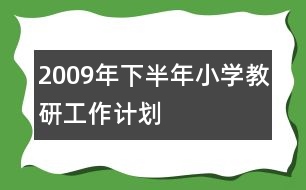 2009年下半年小學(xué)教研工作計(jì)劃