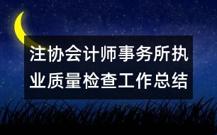 注協(xié)會計師事務(wù)所執(zhí)業(yè)質(zhì)量檢查工作總結(jié)