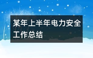 某年上半年電力安全工作總結